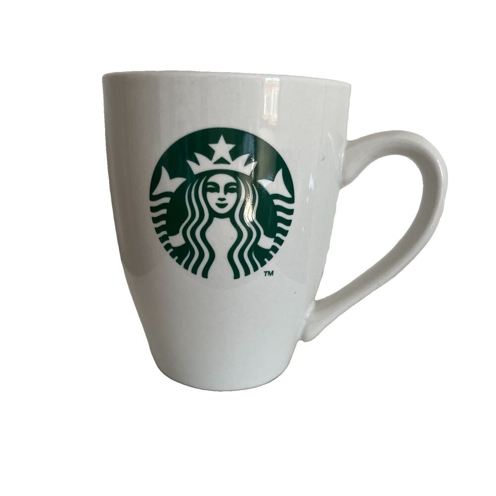 Starbucks Coffee Mug 2011 White Green Siren Spellout Logo Ceramic Cup 16oz EUC